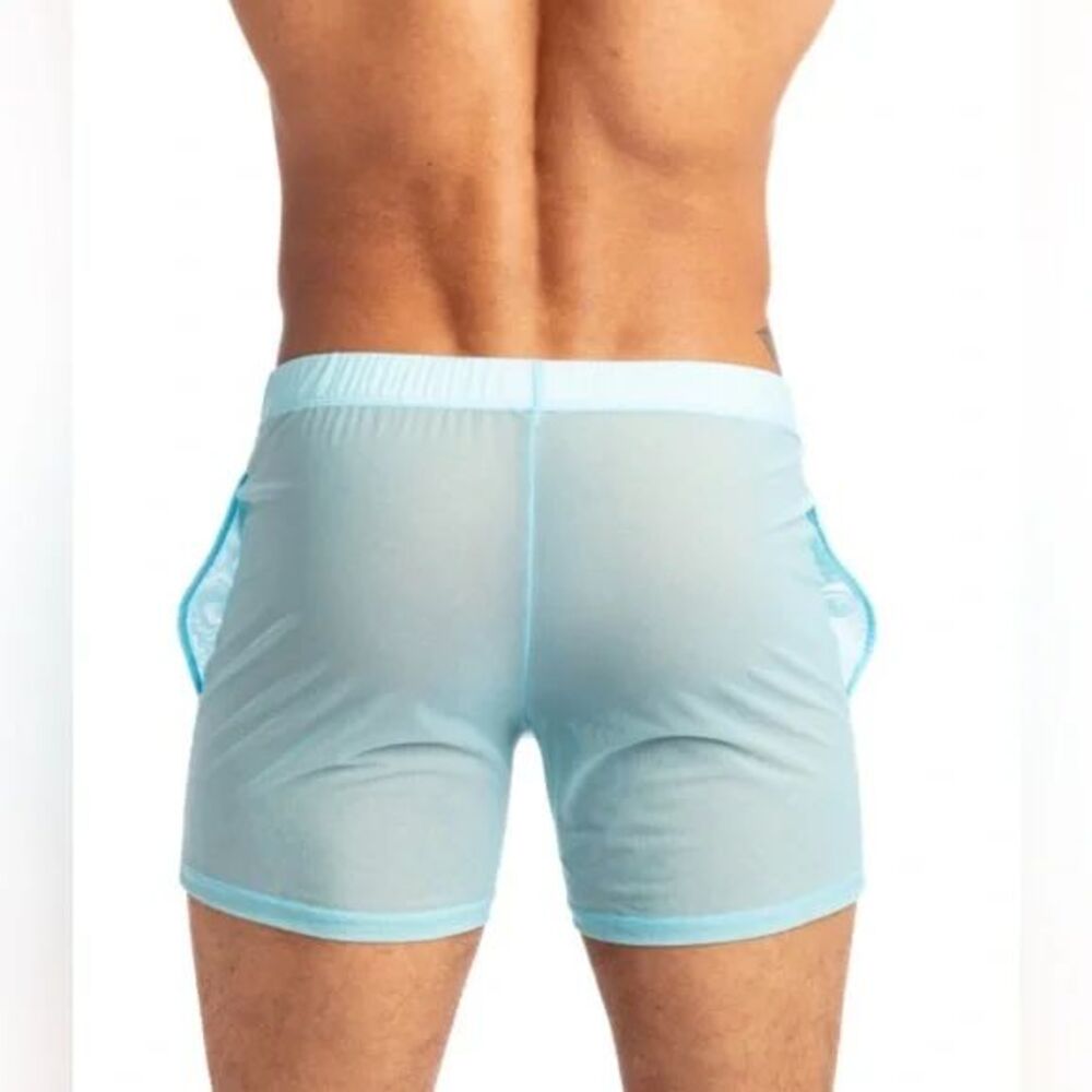 Mens L'Homme Invisible Paris Lounge Shorts in Aqua or Caprera - Sm or Med NWT - Picture 5 of 15